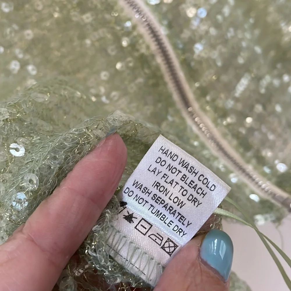Superdown Dessie Crop Top Sequin Green Size XS